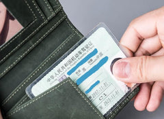 Leather Men Slim Small Wallet Bifold billfold Vintage Wallet for Men