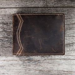 Leather Men Slim Small Wallets Bifold billfold Vintage Wallet for Men