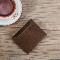 Leather Men Slim Small Wallet Bifold billfold Vintage Wallets for Men