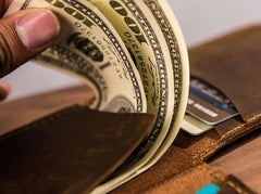 Leather Men Slim Small Wallet Bifold Small Vintage billfold Wallet for Men