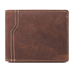 Leather Men Slim Small Wallets Bifold billfold Vintage Wallet for Men