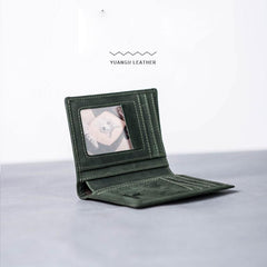 Leather Men Slim Small Wallet Bifold billfold Vintage Wallet for Men