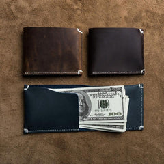 Unique Leather Men Slim Small Wallet Bifold billfold Vintage Wallet for Men