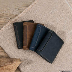 Leather Men Slim Small Wallet Bifold billfold Vintage Wallets for Men