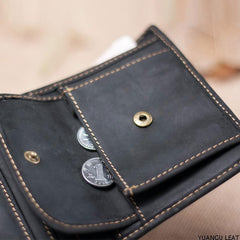 Leather Men Slim Small Wallet Bifold billfold Vintage Wallets for Men
