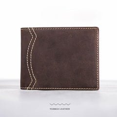 Leather Men Slim Small Wallets Bifold billfold Vintage Wallet for Men