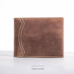 Leather Men Slim Small Wallets Bifold billfold Vintage Wallet for Men