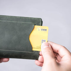 Leather Men Slim Small Wallet Bifold billfold Vintage Wallet for Men