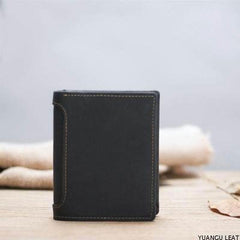 Leather Men Slim Small Wallet Bifold billfold Vintage Wallets for Men