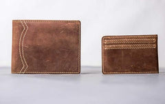 Leather Men Slim Small Wallets Bifold billfold Vintage Wallet for Men