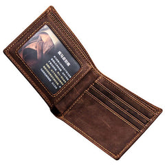 Leather Men Slim Small Wallet Bifold billfold Vintage Wallet for Men
