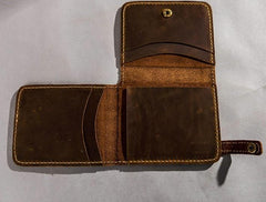 Leather Men Slim Small Wallet Bifold Small Vintage billfold Wallet for Men