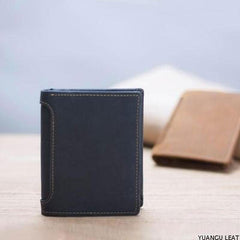 Leather Men Slim Small Wallet Bifold billfold Vintage Wallets for Men