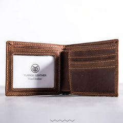 Leather Men Slim Small Wallet Bifold billfold Vintage Wallet for Men