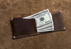 Unique Leather Men Slim Small Wallet Bifold billfold Vintage Wallet for Men
