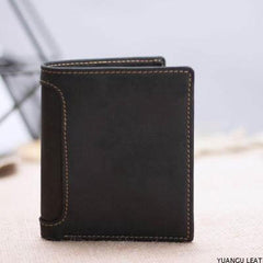 Leather Men Slim Small Wallet Bifold billfold Vintage Wallets for Men