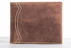 Leather Men Slim Small Wallets Bifold billfold Vintage Wallet for Men