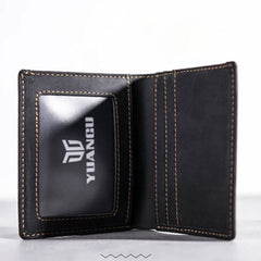 Leather Men Slim Small Wallet Bifold billfold Vintage Wallet for Men