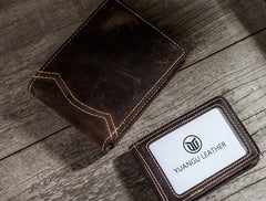 Leather Men Slim Small Wallets Bifold billfold Vintage Wallet for Men
