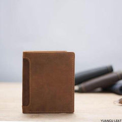 Leather Men Slim Small Wallet Bifold billfold Vintage Wallets for Men
