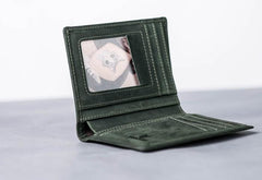Leather Men Slim Small Wallet Bifold billfold Vintage Wallet for Men