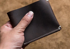 Unique Leather Men Slim Small Wallet Bifold billfold Vintage Wallet for Men
