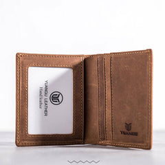 Leather Men Slim Small Wallet Bifold billfold Vintage Wallet for Men