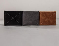 Leather Men Slim Small Wallet Trifold Small Vintage billfold Wallet for Men