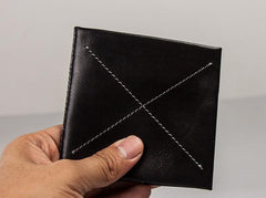 Leather Men Slim Small Wallet Trifold Small Vintage billfold Wallet for Men