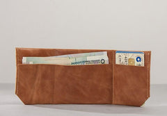 Leather Men Slim Small Wallet Trifold Small Vintage billfold Wallet for Men