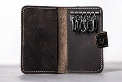 Men Leather Key Holder Key Wallet Bifold Small Key Holder billfold Wallet for Men