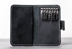 Men Leather Key Holder Key Wallet Bifold Small Key Holder billfold Wallet for Men