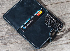 Men Leather Key Holder Key Wallet Bifold Small Key Holder billfold Wallet for Men
