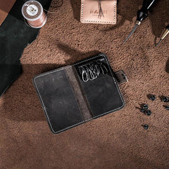 Men Leather Key Holder Key Wallet Bifold Small Key Holder billfold Wallet for Men