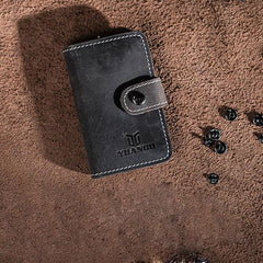 Men Leather Key Holder Key Wallet Bifold Small Key Holder billfold Wallet for Men