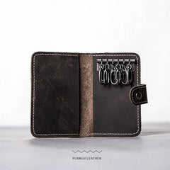 Men Leather Key Holder Key Wallet Bifold Small Key Holder billfold Wallet for Men