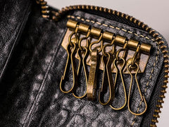 Leather Men Small Key Wallet Bifold Small Keyring billfold Wallet for Men