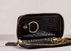 Leather Men Small Key Wallet Bifold Small Keyring billfold Wallet for Men