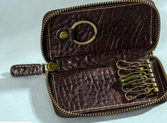 Leather Men Small Key Wallet Bifold Small Keyring billfold Wallet for Men