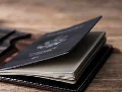 Leather Men Small Slim Travel Wallet Passport Wallets Bifold billfold Wallets for Men