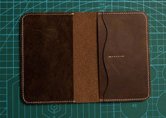 Leather Men Small Slim Travel Wallet Passport billfold Wallet Bifold for Men