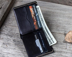 Leather Men Small Wallet Bifold Vintage billfold Wallet for Men