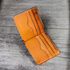 Leather Men Small Wallet Bifold Vintage billfold Wallet for Men