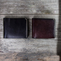 Leather Men Small Wallet Bifold Vintage billfold Wallet for Men