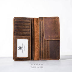 Leather Men Travel Wallets Passport Wallet Bifold Long Wallets for Men