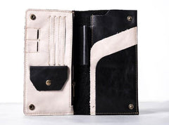 Leather Men Travel Wallet Passport Wallet Bifold Long Wallets for Men