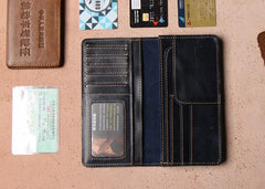 Leather Men Travel Wallets Passport Wallet Bifold Long Wallets for Men