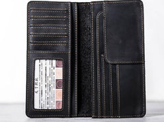 Leather Men Travel Wallets Passport Wallet Bifold Long Wallets for Men