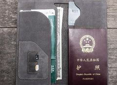Leather Men Travel Wallet Passport Wallets Bifold Long Wallets for Men
