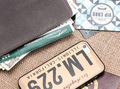 Leather Men Travel Wallet Passport Wallets Bifold Long Wallets for Men